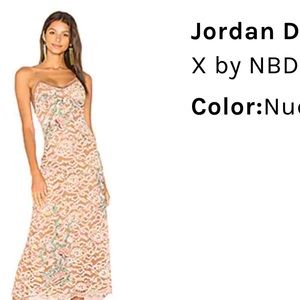 XBy NBD Tan lace mid calf with stunning floral embroidery